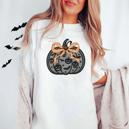 Pumpkin Lace With Orange Bow Graphic Tee