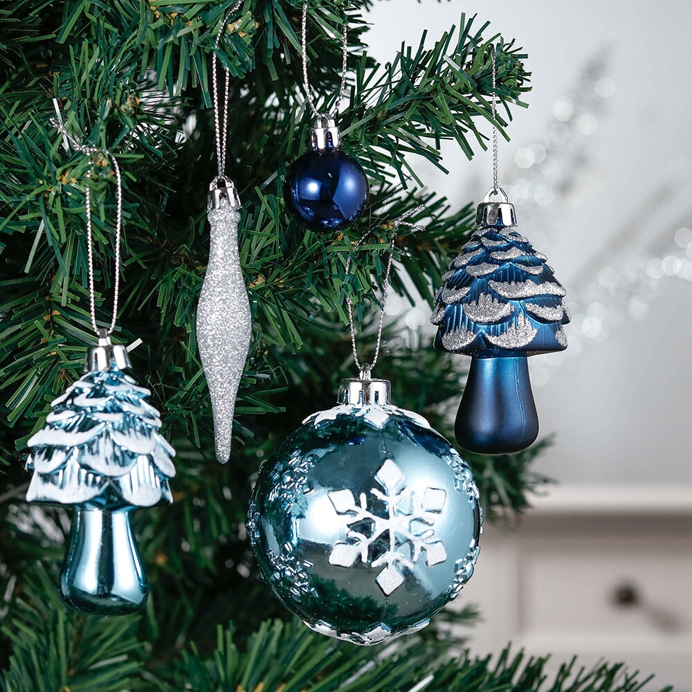 Blue and Silver 80-Piece Ornament Bundle