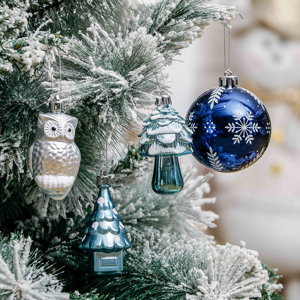 Blue and Silver 80-Piece Ornament Bundle