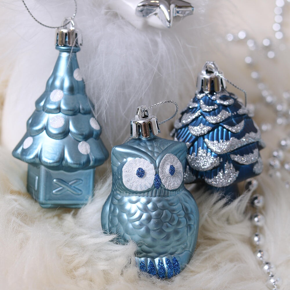 Blue and Silver 80-Piece Ornament Bundle