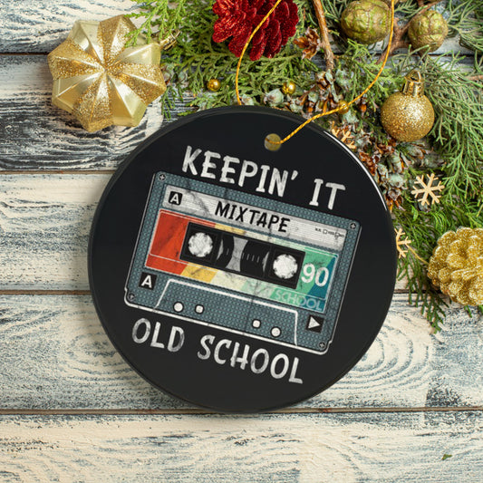 Black Retro Art Keepin' It Old School Ornament