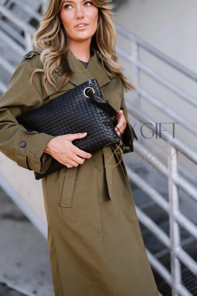 Trendy Weave Clutch - Black Clutch Bags