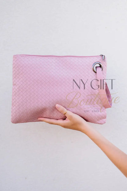 Trendy Weave Clutch - Blush Pink Clutch Bags