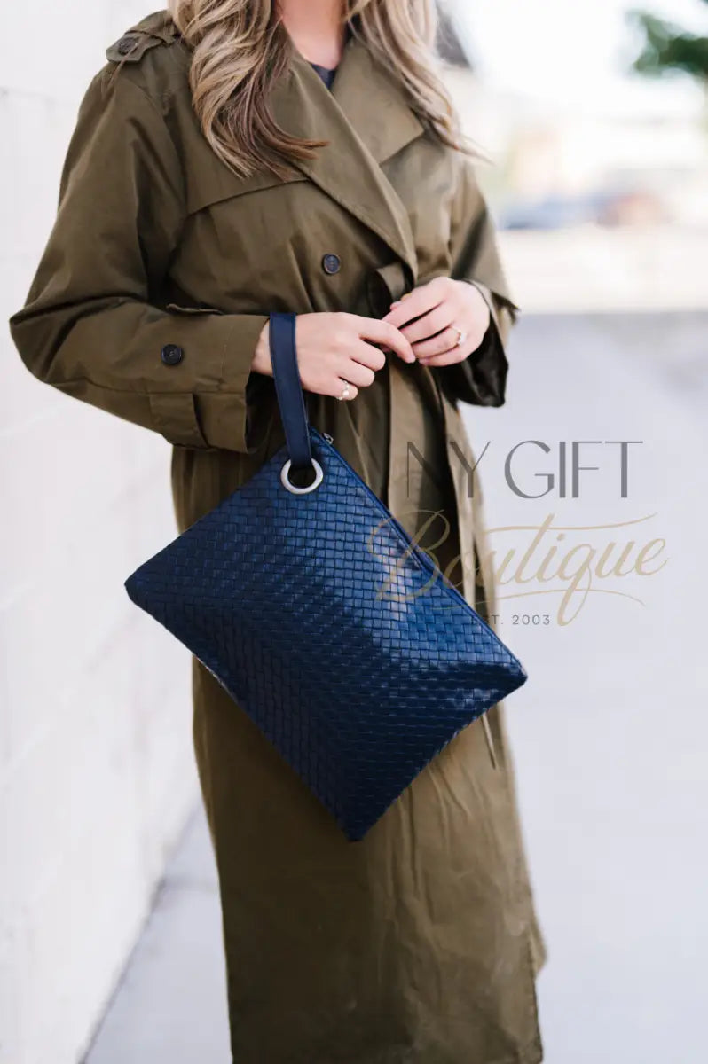 Trendy Weave Clutch - Navy Clutch Bags