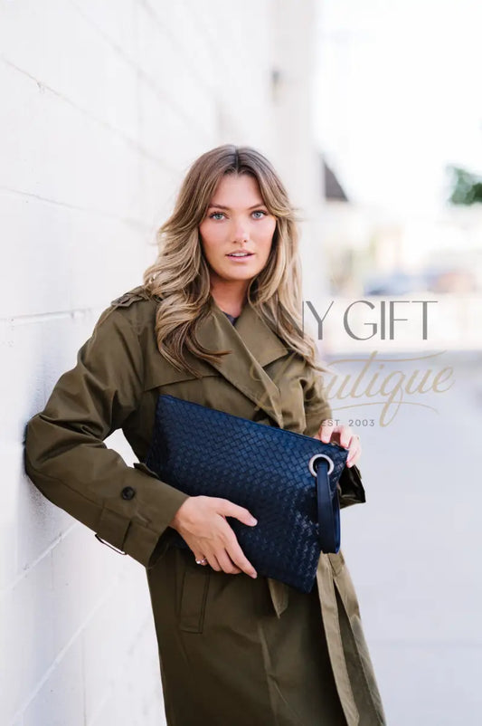 Trendy Weave Clutch - Navy Clutch Bags