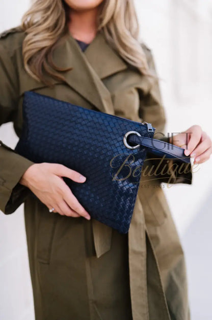 Trendy Weave Clutch - Navy Clutch Bags