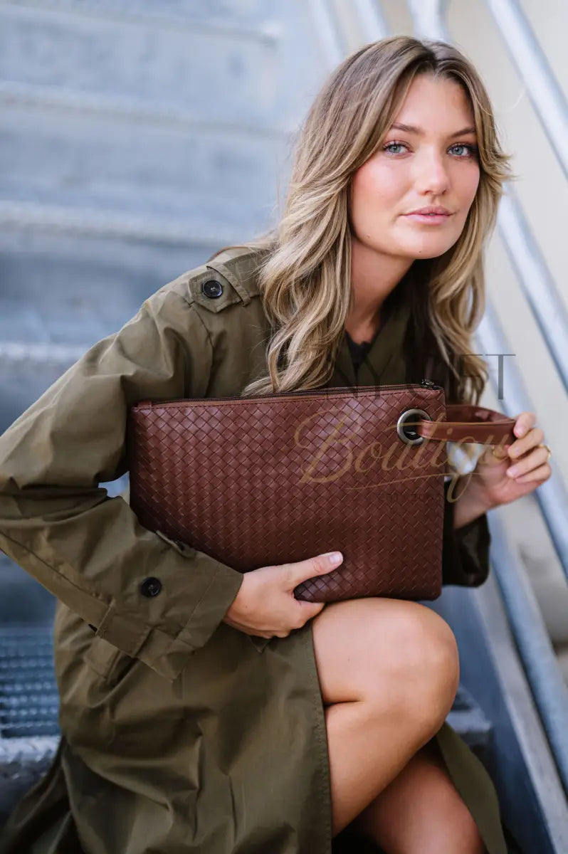 Trendy Weave Clutch - Wine Clutch Bags