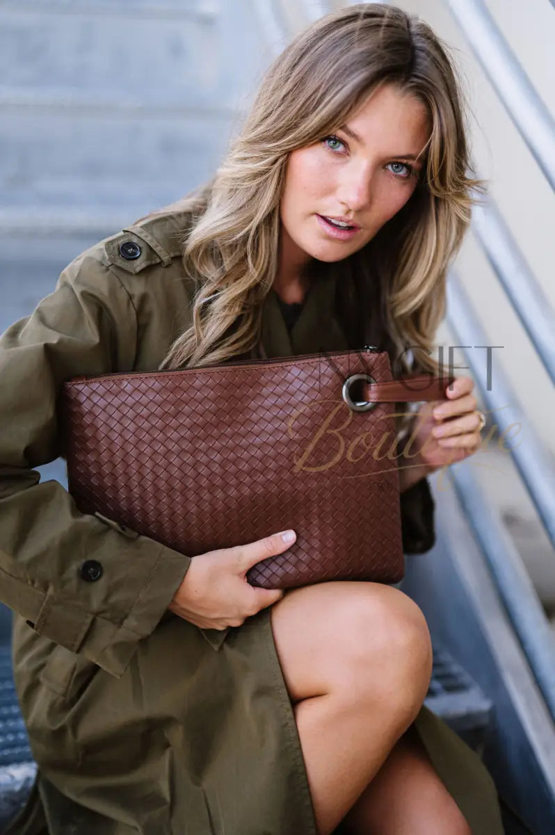 Trendy Weave Clutch - Wine Clutch Bags