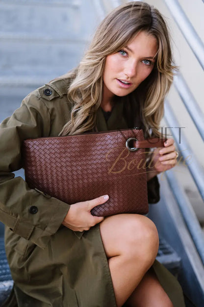 Trendy Weave Clutch - Wine Clutch Bags