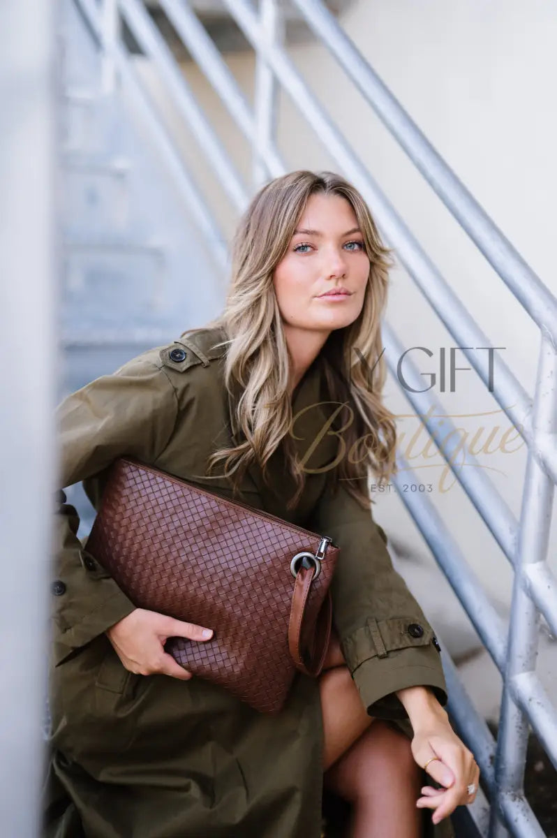Trendy Weave Clutch - Wine Clutch Bags