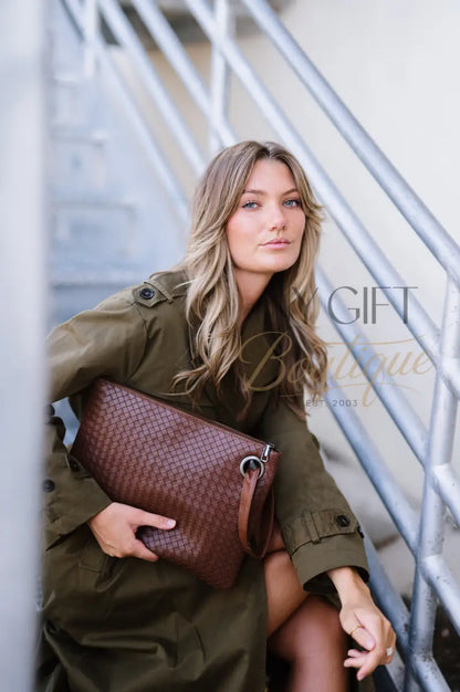 Trendy Weave Clutch - Wine Clutch Bags