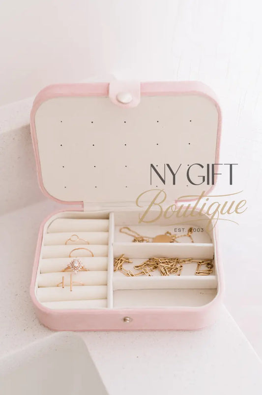 Velvet Jewelry Case - Blush Pink Travel Jewelry Case