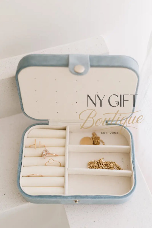 Velvet Jewelry Case - Dusty Blue Travel Jewelry Case