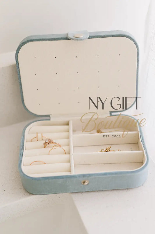 Velvet Jewelry Case - Dusty Blue Travel Jewelry Case