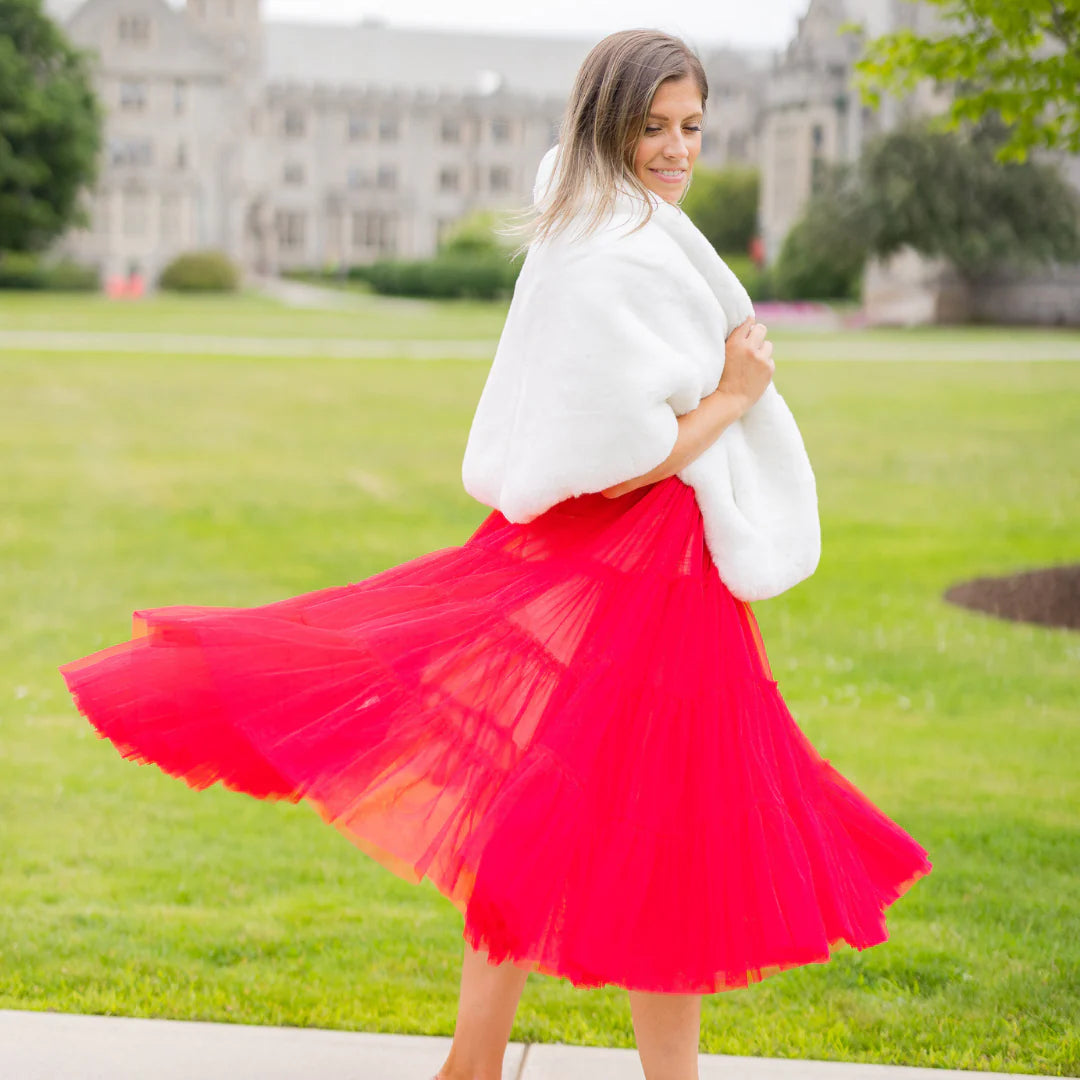 Wedding White Faux Fur Collins Capelet