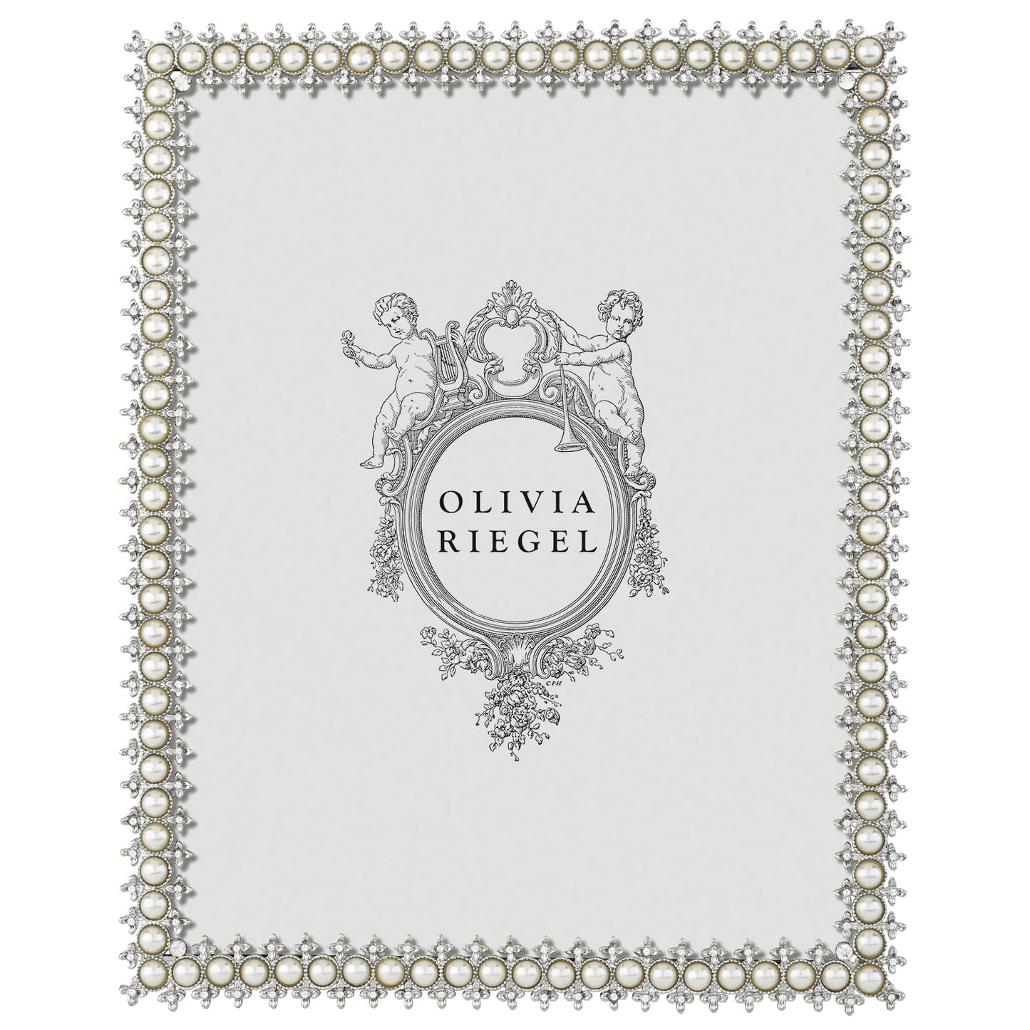 OLIVIA RIEGEL SILVER CRYSTAL & PEARL 8" x 10" FRAME