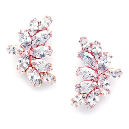 Cubic Zirconia Marquis Cluster Rose Gold Earrings