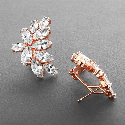 Cubic Zirconia Marquis Cluster Rose Gold Earrings