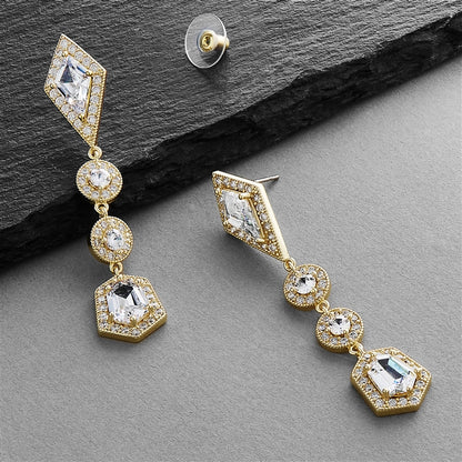 Empress & Noble Cut Cubic Zirconia Gold Earrings