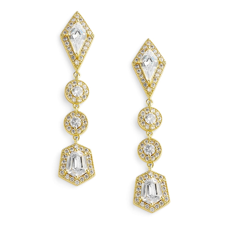 Empress & Noble Cut Cubic Zirconia Gold Earrings