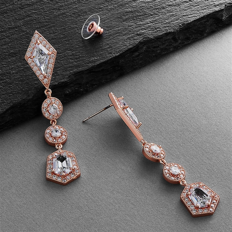 Empress & Noble Cut Cubic Zirconia Rose Gold Earrings