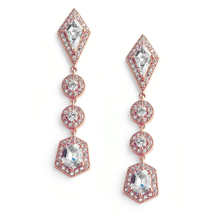 Empress & Noble Cut Cubic Zirconia Rose Gold Earrings