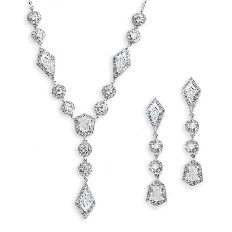 Empress & Noble Cut Cubic Zirconia Necklace & Earring Set