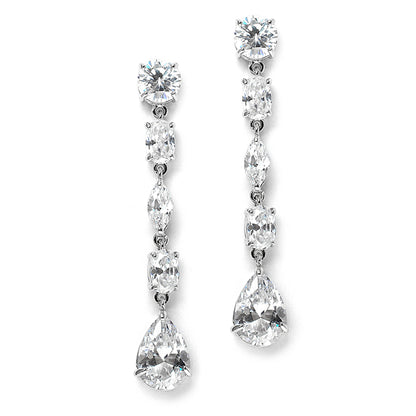 Linear Cubic Zirconia Dangle Earrings