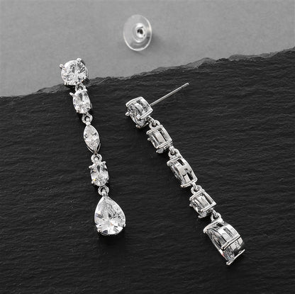 Linear Cubic Zirconia Dangle Earrings