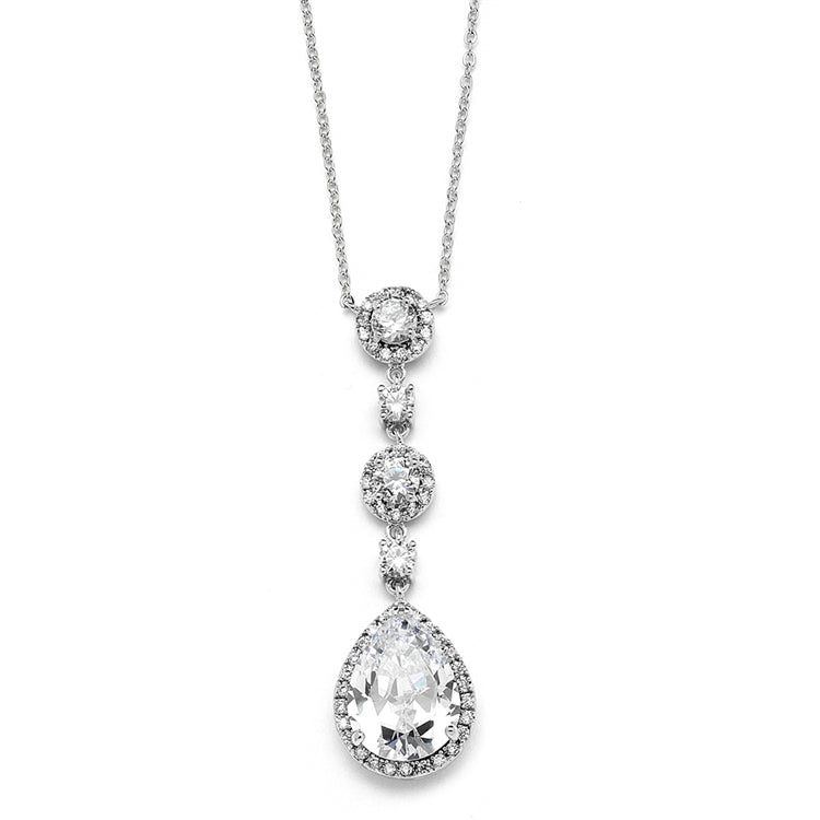 Pave CZ Pear-shaped Drop Bridal Necklace