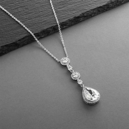 Pave CZ Pear-shaped Drop Bridal Necklace