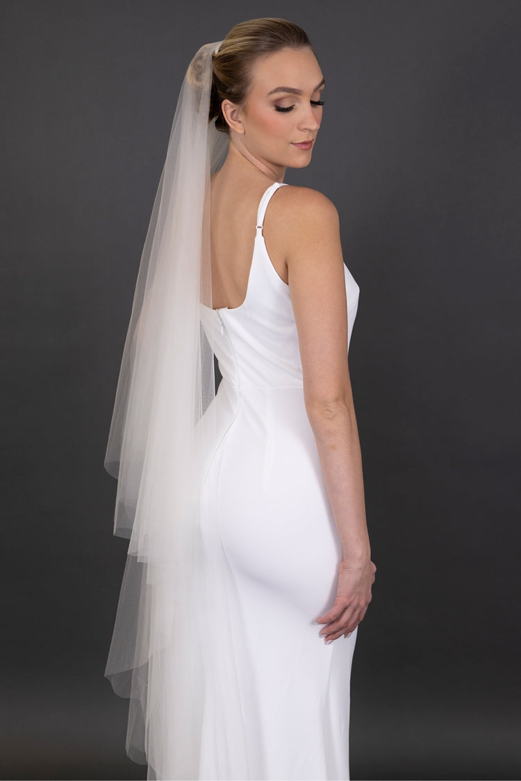 Luxe Soft Italian Tulle 52" Cut Edge Drop with 30" Blusher Veil