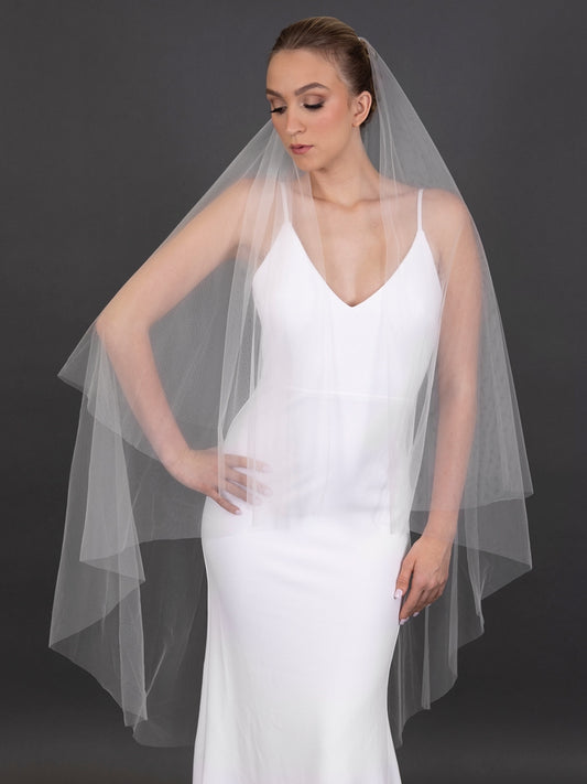 Luxe Soft Italian Tulle 52" Cut Edge Drop with 30" Blusher Veil 