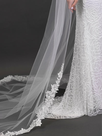 Beaded Lace Edge 108" Cathedral Veil