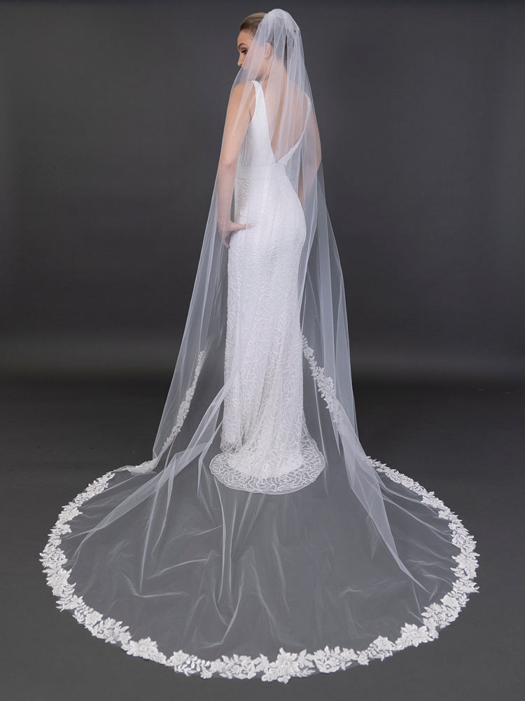 Beaded Lace Edge 108" Cathedral Veil