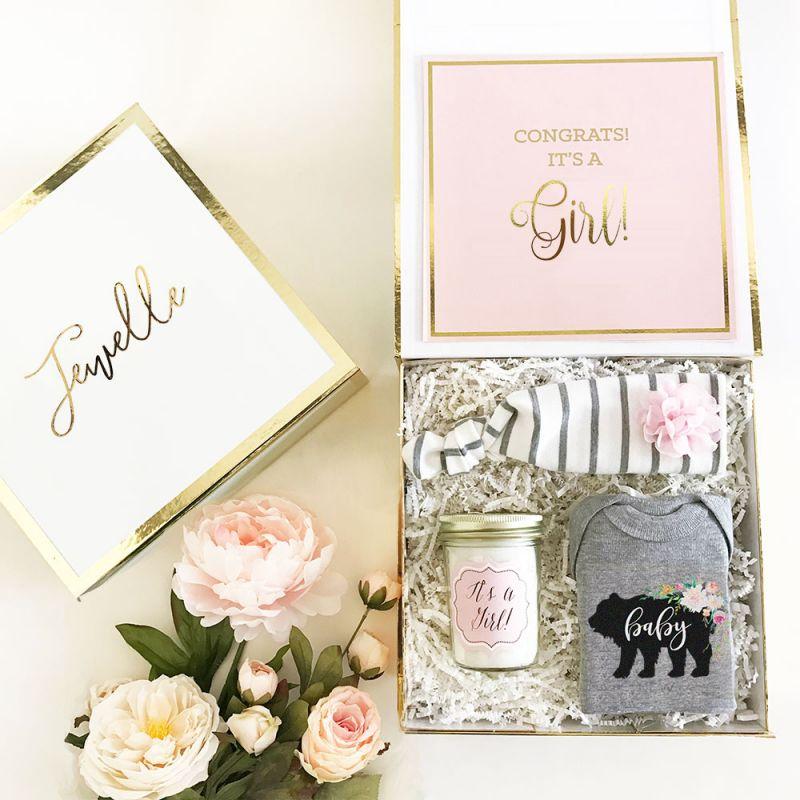White Personalized Baby Gift Box
